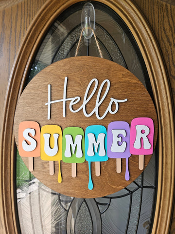 Hello Summer Popsicle Welcome Sign