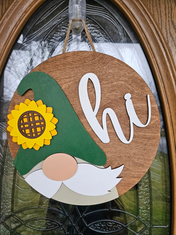 Sunflower Gnome Hi Welcome Sign