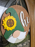 Sunflower Gnome Hi Welcome Sign