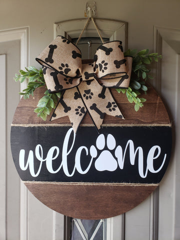 Dog Lover Paw Print Welcome Sign
