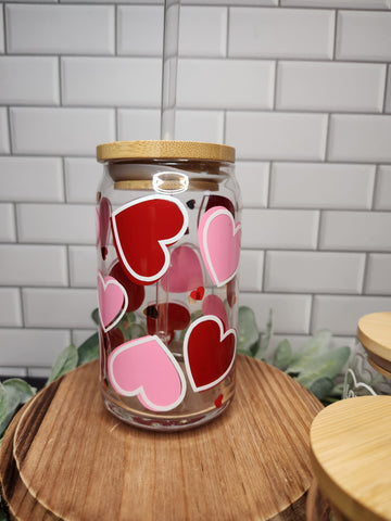 Valentine Hearts Soda Can Iced Coffee Glass