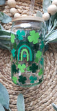 St. Patrick's Day Shamrock and Rainbow Beer Can Coffee Glass