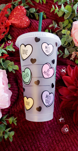 Conversation Hearts Starbucks Cup